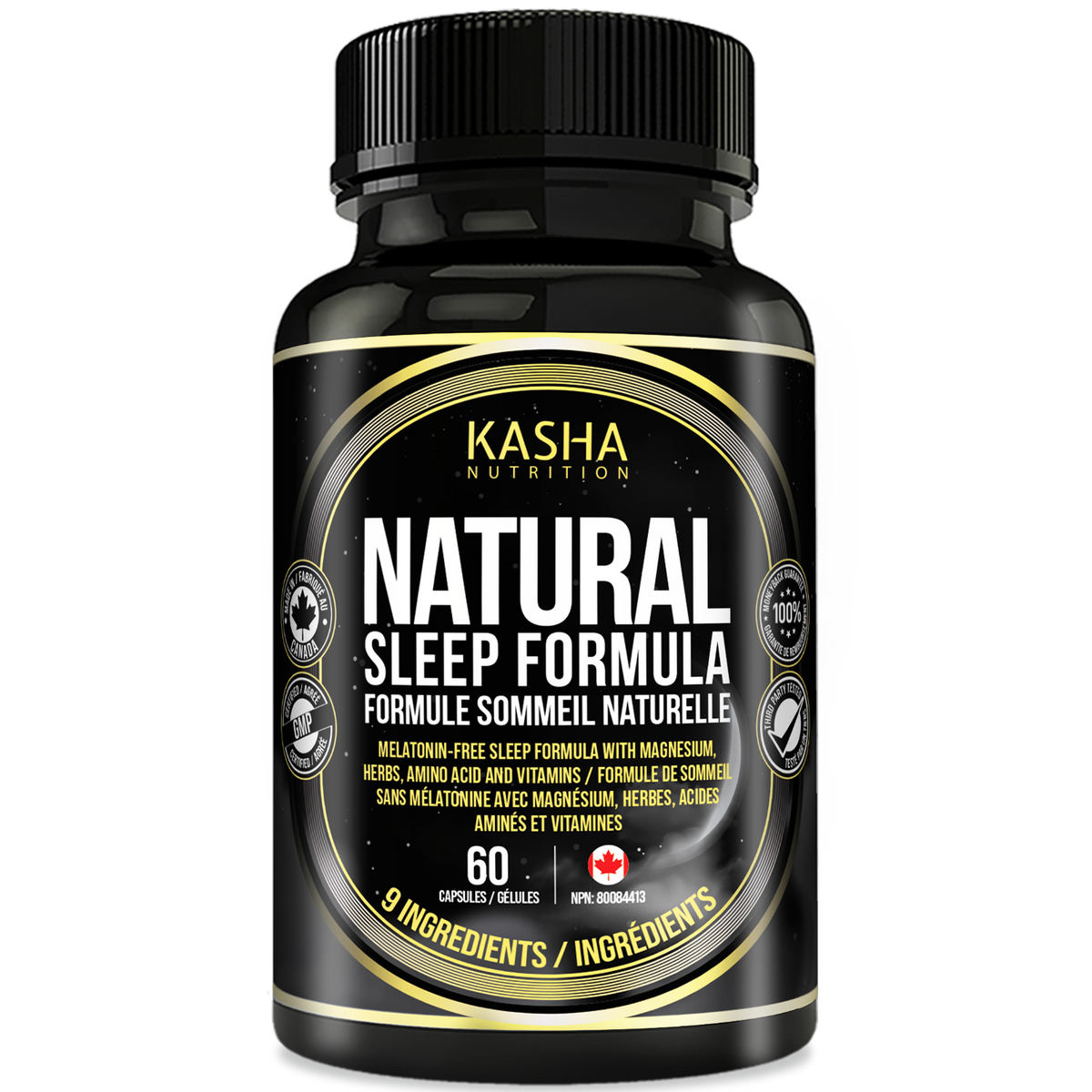 Formule de sommeil naturelle supplement bottle by Kasha Nutrition, 60 gélules, NPN 80084413